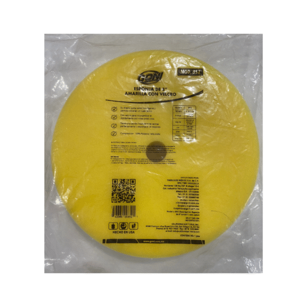 Borla Esponja Amarilla Soporte De Velcro 8" - Imagen 3
